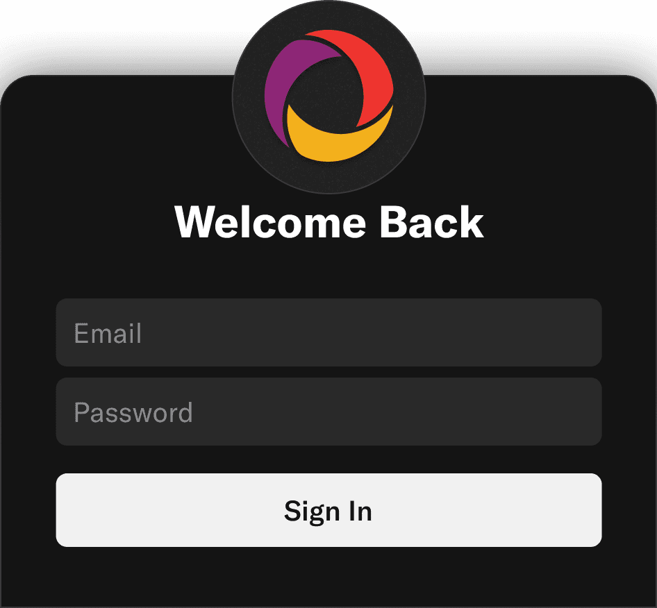 Example login interface