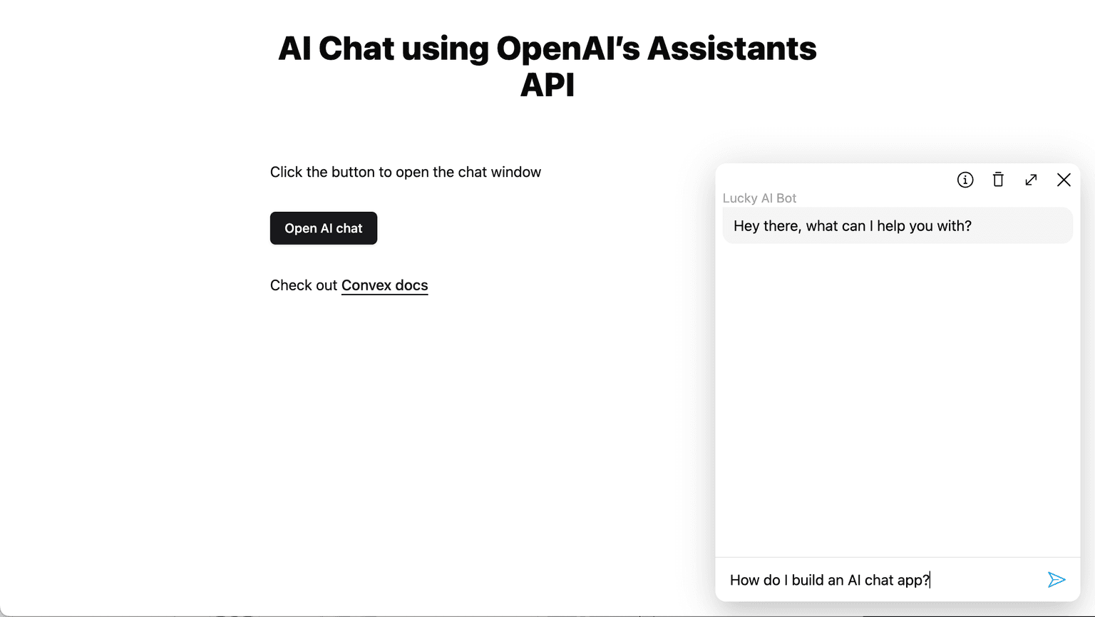 AI Chat using OpenAI's Assistants API hero image